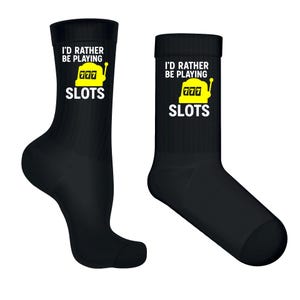I&#39;d Rather Be Playing Slots Socks  Funny Casino Gift, Slot Machine Lover Socks, Gambling Enthusiast Present for Him or Her