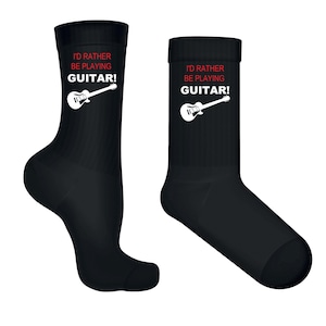 I&#39;d Rather Be Playing Guitar Socks  Funny Guitarist Gift, Music Lover Socks, Guitar Player Present for Him or Her