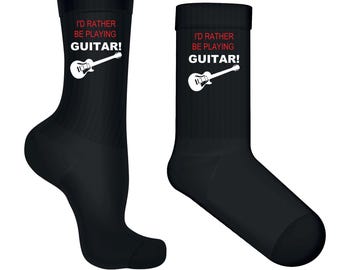 Guitarist Socks:  ID  Rather Be Playing Guitar Novelty Music Lover Gift