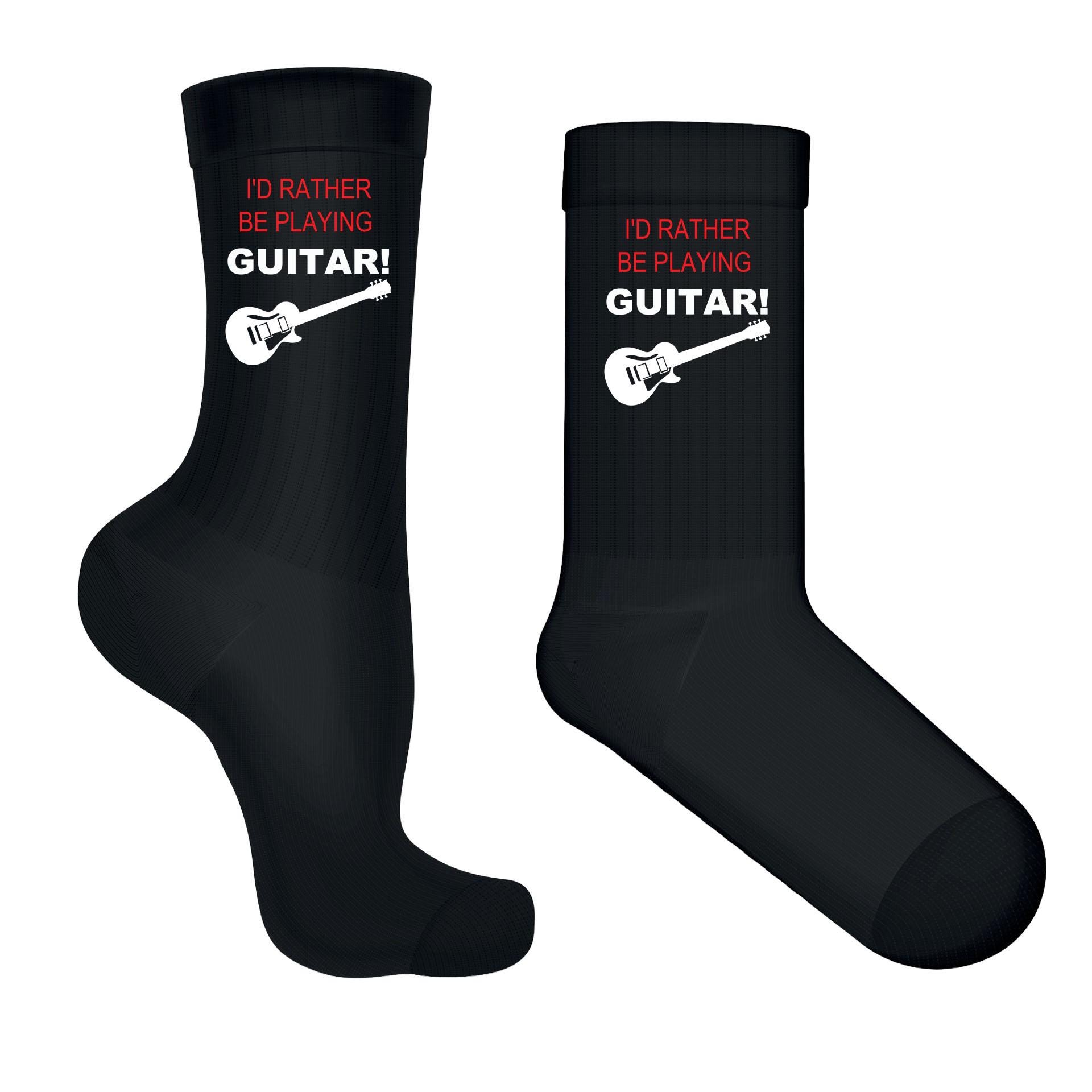 Coppia Di Calzini Rossi Per Adulti Con Chitarra Elettrica E - Foto 2