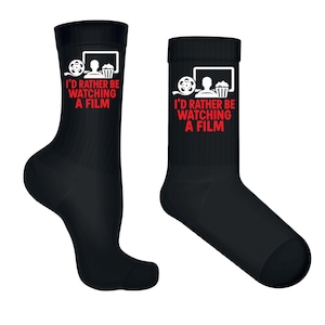 I&#39;d Rather Be Watching a Film Socks Funny Movie Lover Gift, Cozy Film Night Socks, Cinema Fan Present for Him or Her
