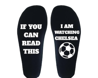 Chelsea Fan Socks: If You Can Read This, I Am Watching Soccer Novelty Crew Socks