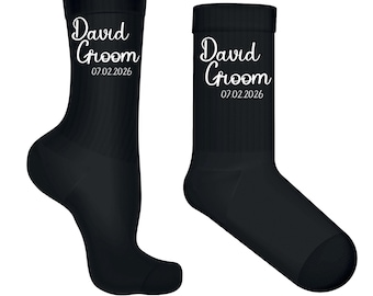 Personalised Wedding Socks. Groom, Best Man, Name & Date, Father of the Bride, Groomsman,  Wedding Party Gifts Gold Silver and White