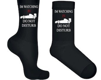 I&#39;m Watching the F1 Socks, Do Not Disturb. Dad, Grandad, Personalised, Men&#39;s Gift, Birthday, Father&#39;s Day Gift, Racing.
