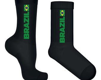Sokken met ronde hals Braziliaanse vlag, voetbalfankleding, Brazilian Pride, comfortkatoen