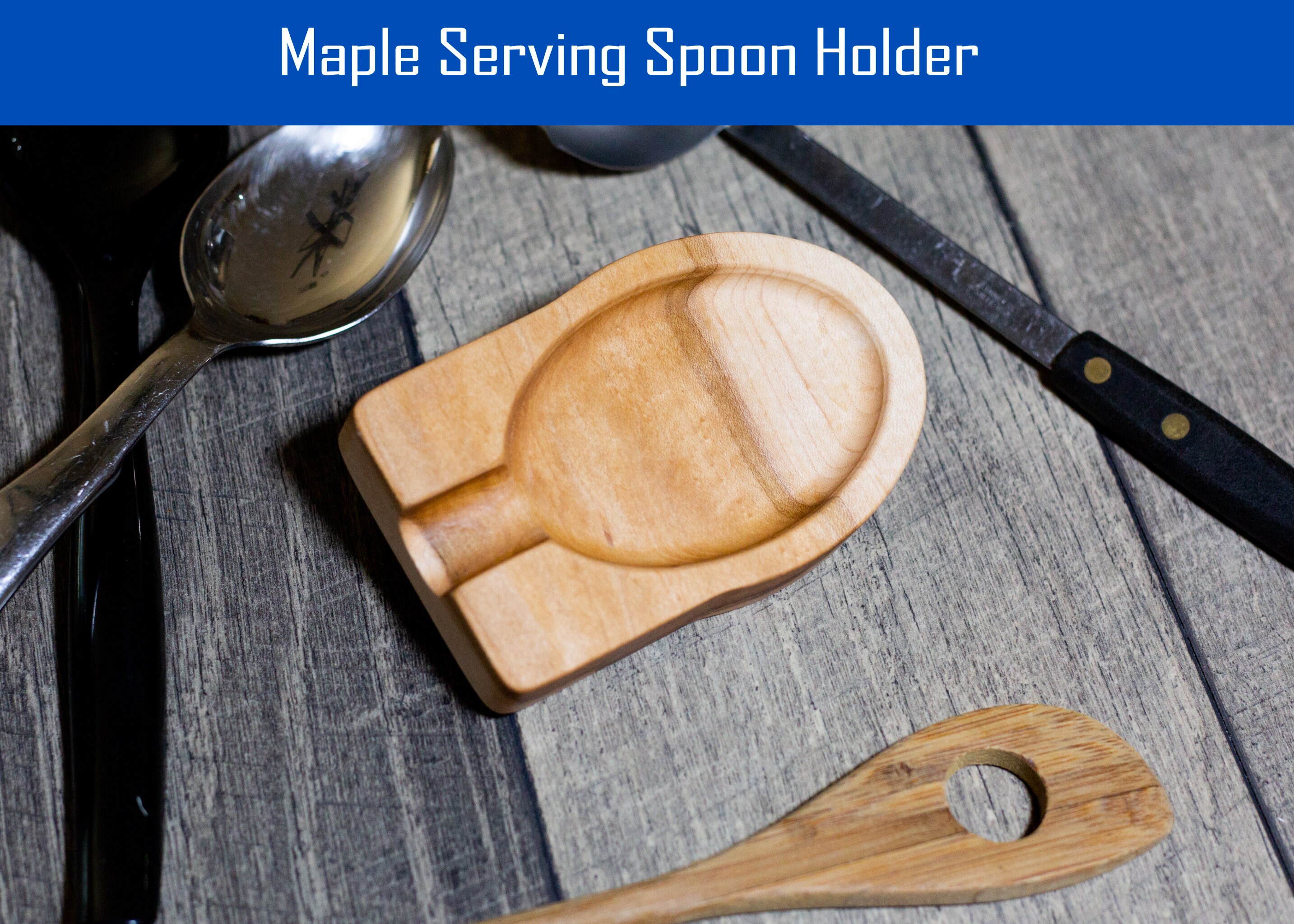 Wood Spoon Holder Spoon Rest Serving Spoon Holder Etsy