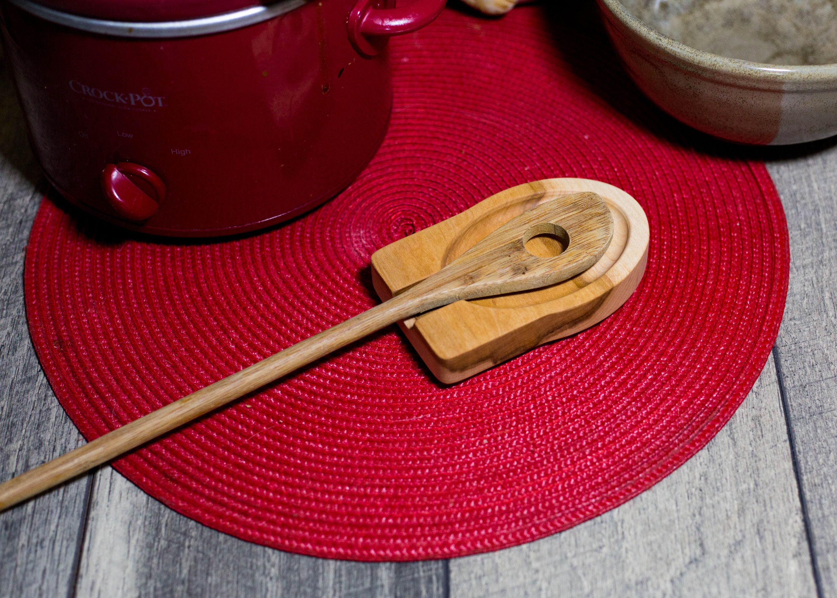 Wood Spoon Holder Spoon Rest Serving Spoon Holder Etsy