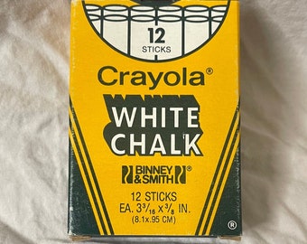 Vintage Crayola White Chalk No 320 Yellow Box Made in USA Open Used Walmart Sticker