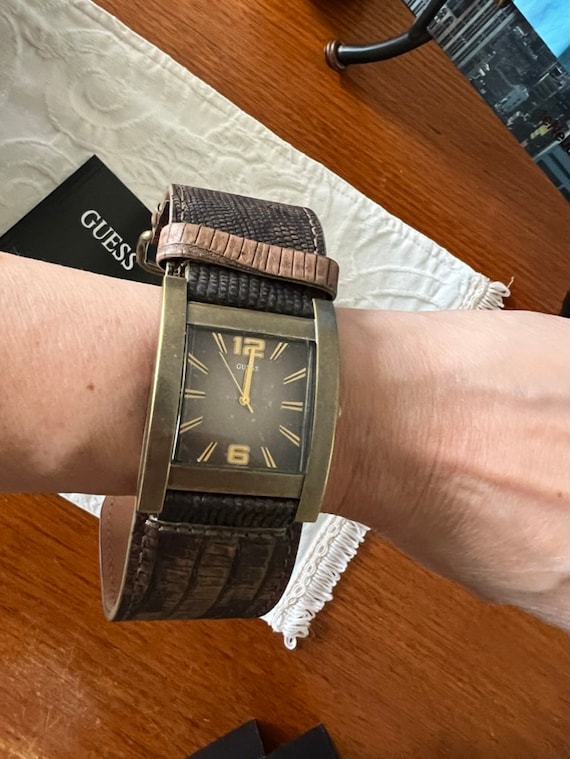 Guess leather band watch sale