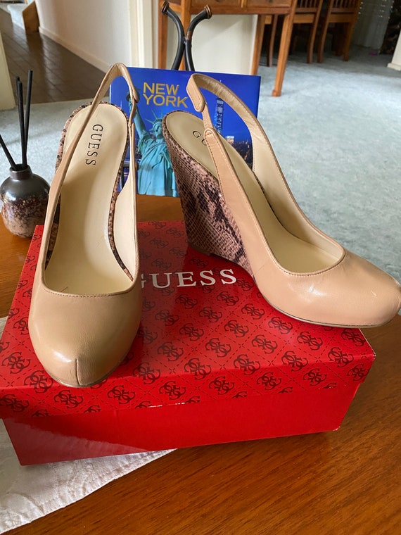 GUESS gwrusso Sandals wedges Leather Natural Colour Size 8.5 New in Box Etsy Australia