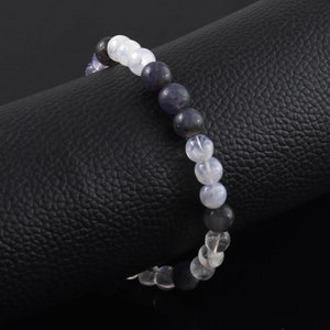 A+ Moonstone And Iolite | AAA+ rainbow moonstone bracelet | AAA+ Iolite bracelet | White rainbow moonstone bracelet | CHRISMAS Day Gift