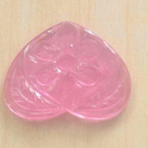 Pink Ruby Heart Carving Gemstone, Mughal Art, Jewelry Making (22x18x3 MM)