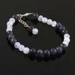 A+ Moonstone And Iolite | AAA+ rainbow moonstone bracelet | AAA+ Iolite bracelet | White rainbow moonstone bracelet |  CHRISMAS Day Gift