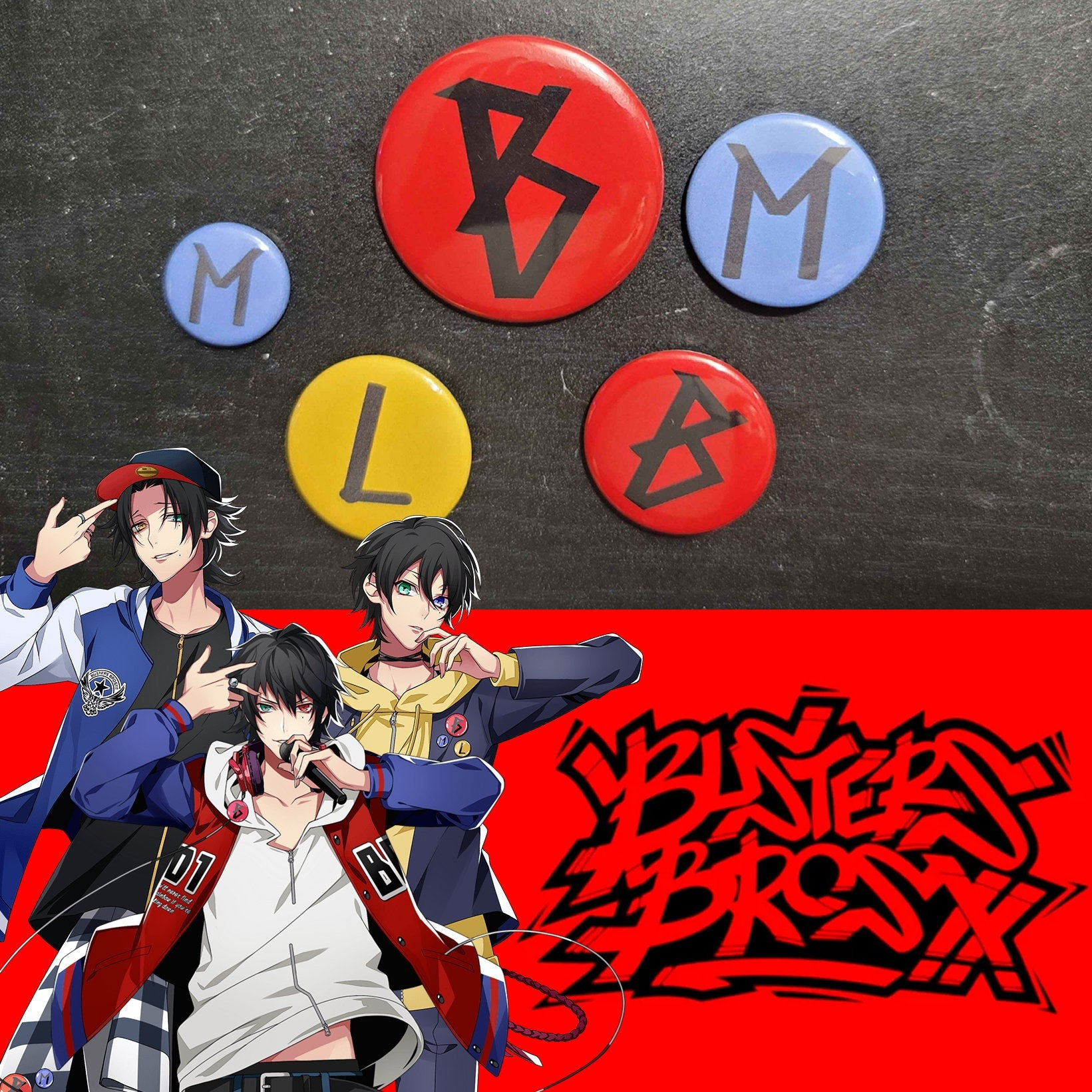 Buster Bros!!! | Hypnosis Mic Pin-back Buttons 2.25 In, 1.5 In, 1