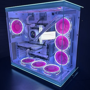 Gaming PC Caelus Wi-Fi SSD Liquid Cooling Bluetooth Pink & White Gaming Computer image 1