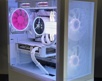 Gaming PC - Venus || Wi-Fi || Fast Storage || Streaming PC || Liquid Cooling || Bluetooth - Pink & White Prebuilt Gaming Computer