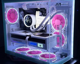 Gaming PC - Discordia || Wi-Fi || Fast Storage || Streaming PC || Liquid Cooling || Bluetooth - Pink & White Prebuilt Gaming Computer