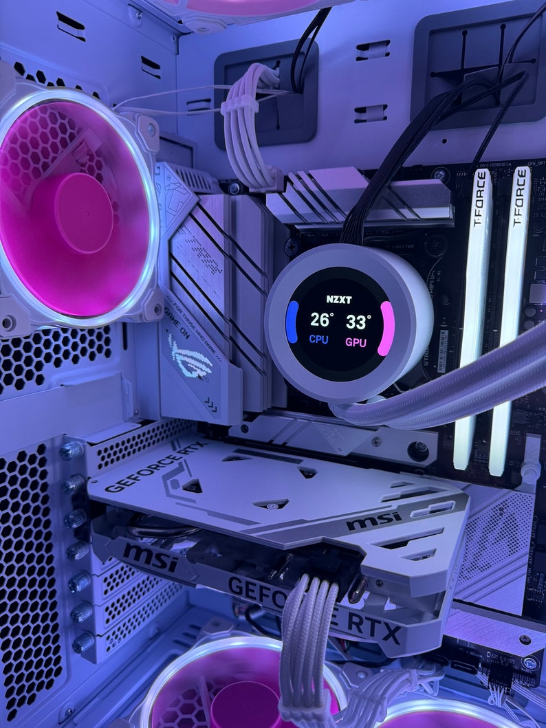 Gaming PC Caelus Wi-Fi SSD Liquid Cooling Bluetooth Pink & White Gaming Computer image 7