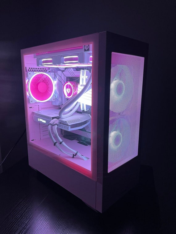 Gaming PC - Venus || Wi-Fi || SSD || Liquid Cooling || Bluetooth - Pink &  White Gaming Computer