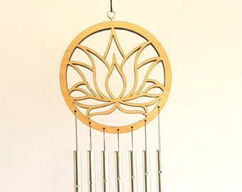 Handcrafted Lotus Flower Wind Chimes | 7 Soothing Notes | Zen Garden | Meditation | Mindfulness | Spiritual Wind Chimes | Beautiful | Yoga