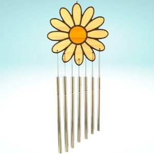 Handcrafted Daisy Flower Wind Chimes | 7 Soothing Notes | Garden Decor | Home Decor | Bar Chimes | Outdoor Chime | Outdoor Indoor Use