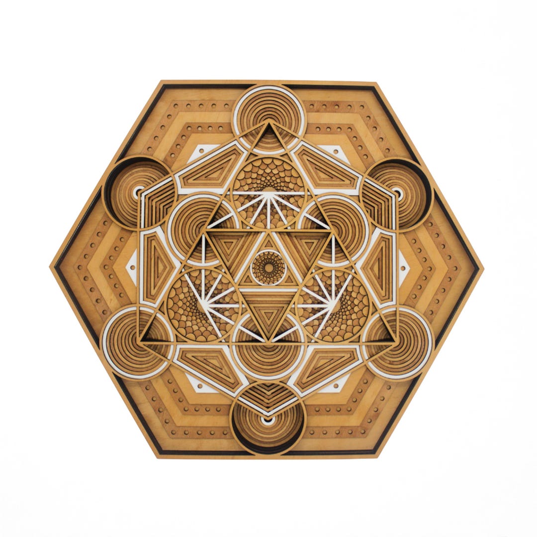 Metatron’s Cube 3D Layered Wooden Wall Art | Sacred Geometry Sculptural ...