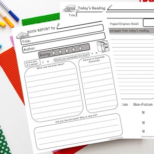 Printable Book Report and Daily Reading Templates, Simple and Fun Reading Activities, My First Book Report, Reading Log and Writing Activity