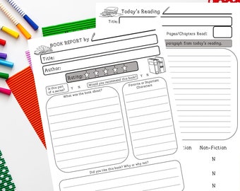 Printable Book Report and Daily Reading Templates, Simple and Fun Reading Activities, My First Book Report, Reading Log and Writing Activity