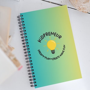 Kidpreneur Cuaderno en espiral, Diario de emprendedores para niños, Crear una idea de negocio, Diario en blanco para jóvenes emprendedores Futuro emprendedor