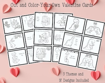 pre k 5 worksheets Cut and Color-your-own Valentines Cards, Kids Create Your Own Valentine, Classroom Valentines, Homeschool Valentines, Cut and Color Cards