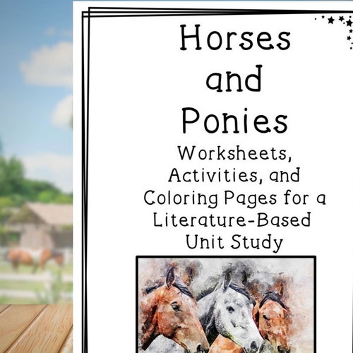 printable horses and ponies unit study literature based unit etsy