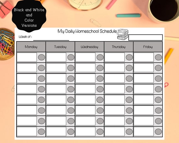 Printable Daily Homeschool Schedule-editable in PDF Schedule - Etsy