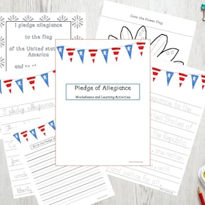 Printable Pledge of Allegiance Activities, Homeschool Activities, Classroom, Memorize the Pledge, Printable worksheets, Homeschool Printable
