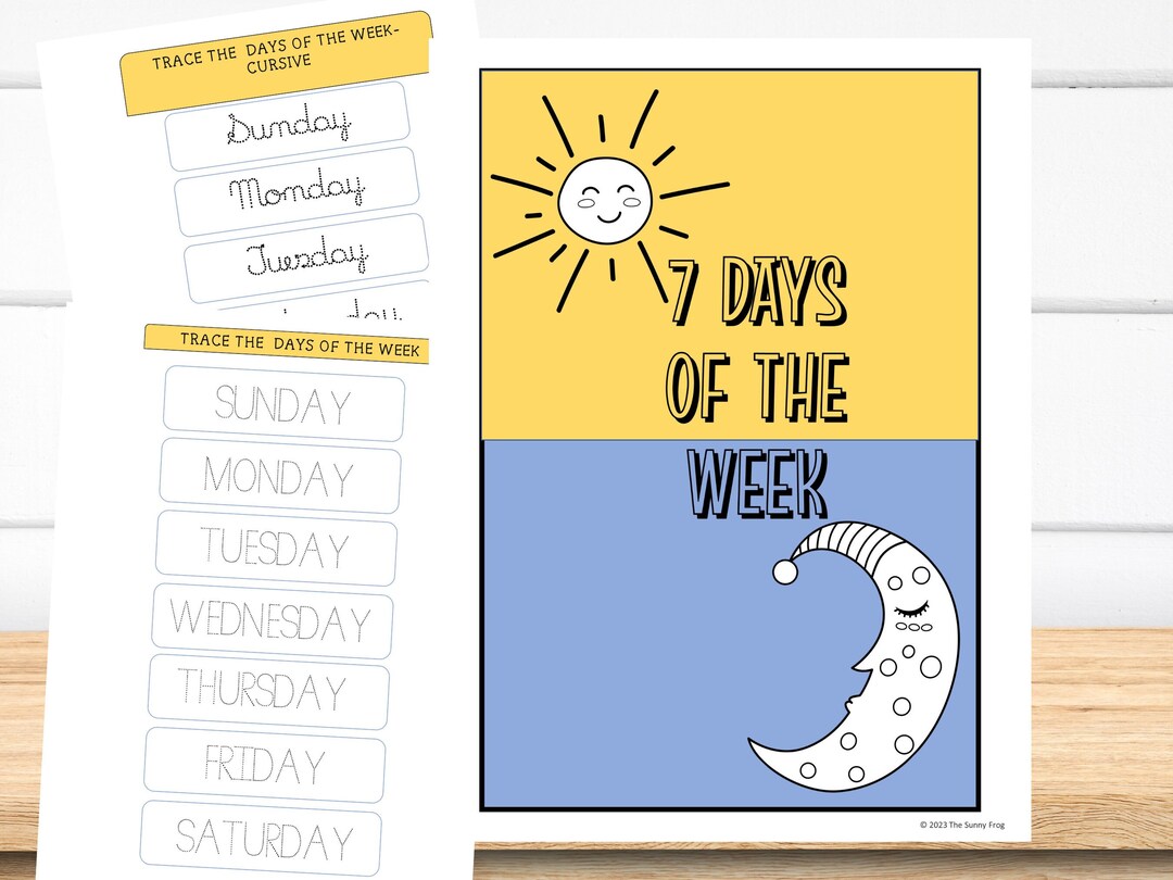 Printable Days of the Week Tracing Worksheets, Printable Seven Days of ...
