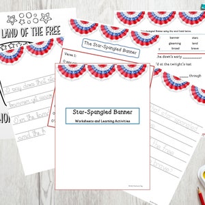 Printable National Anthem Worksheets and Activities, Star Spangled Banner Unit Study, Homeschool Morning Basket, Learn the National Anthem