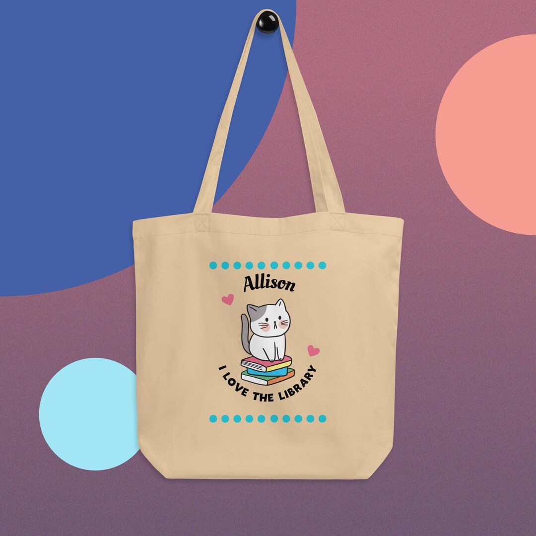 Personalized I Love the Library Book Bag, Kids and Adults Book Bag