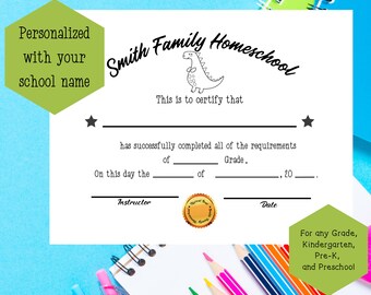 Personalized Printable Certificate of Completion, Any Grade ...