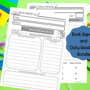 Printable Book Report and Daily Reading Worksheet, Kids Blank Reading Report, First Book Report Template, Childrens Reading Activity