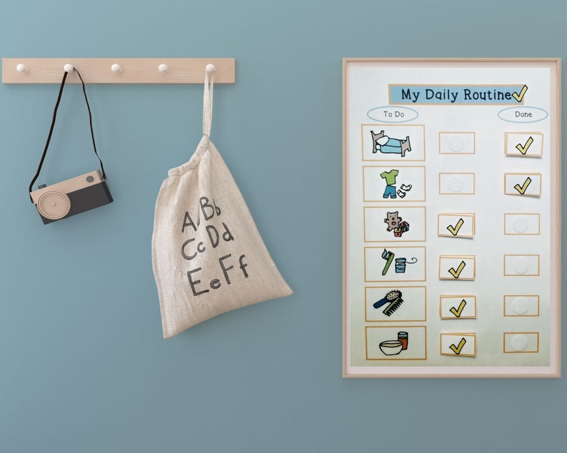 Printable Kids Daily Routine Chart Velcro Activity Kids Etsy México