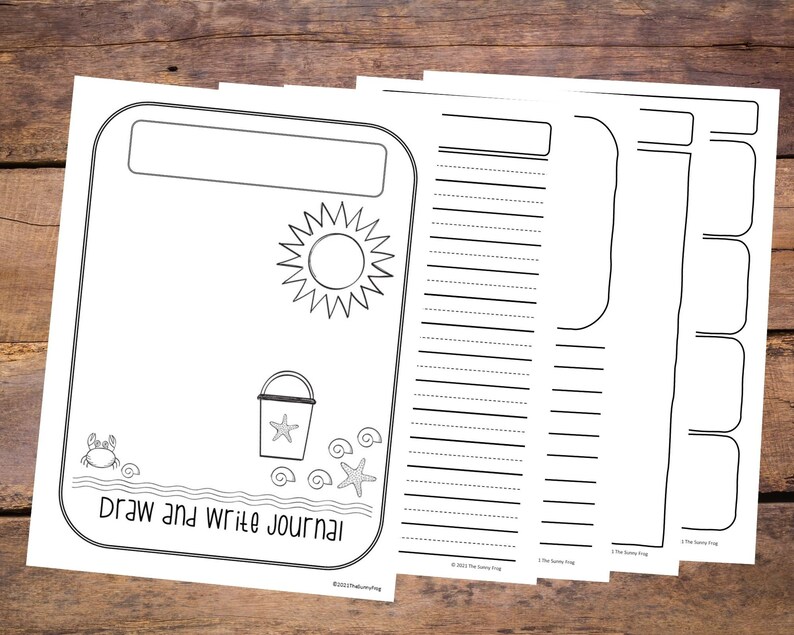 Printable Summer Draw and Write Journal, Homeschool Template, Blank