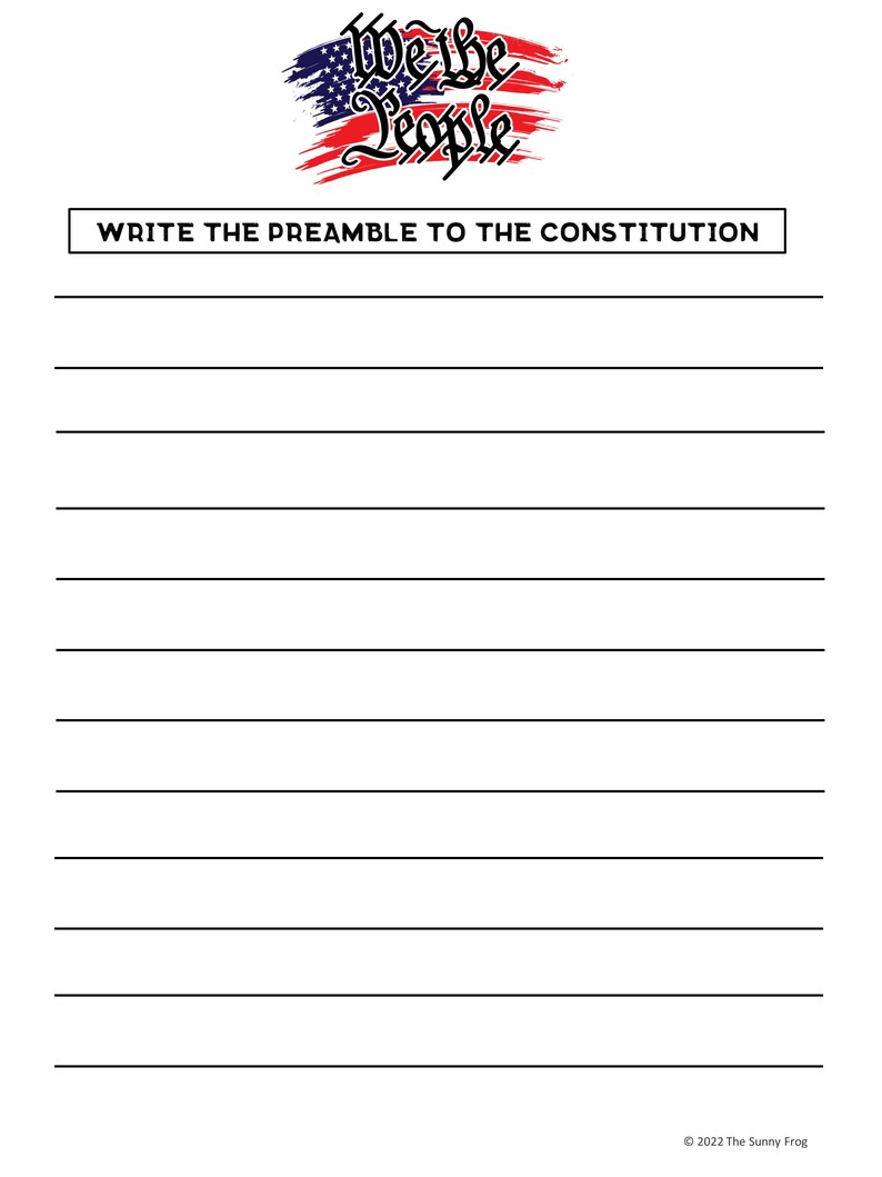 Preamble Printable Worksheets