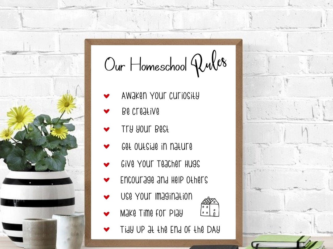 Homeschool Rules Printable Sign, Family, Homeschool Room, Kids