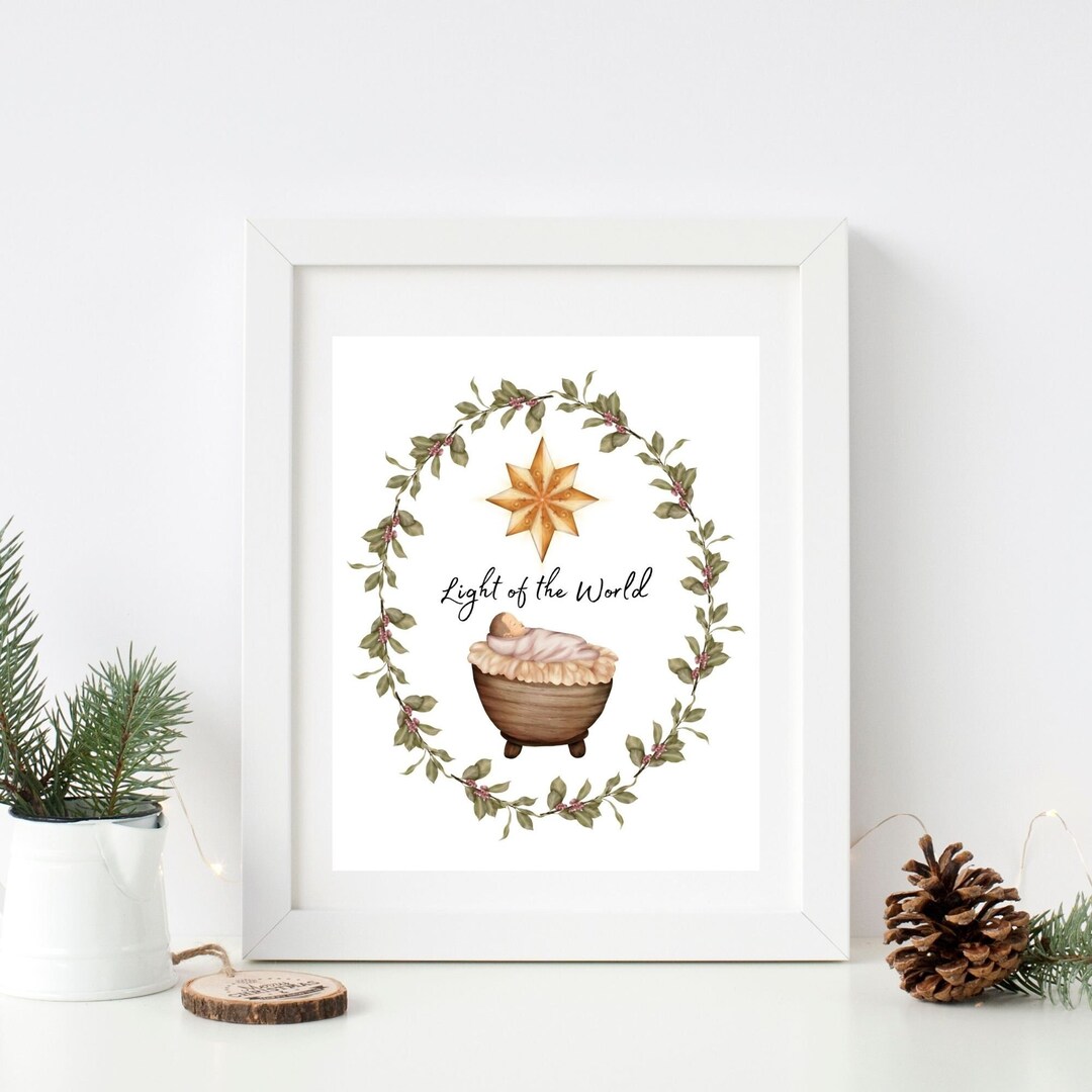 Printable Light of the World Wall Art, Religious Christmas, Baby Jesus ...