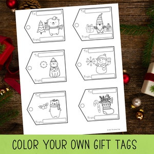 Printable Color Your Own Gift Tags, Kids Gift Tags, Christmas DIY Gift Tags, Made with Love,  Christmas gifts, Personalized Gift tags