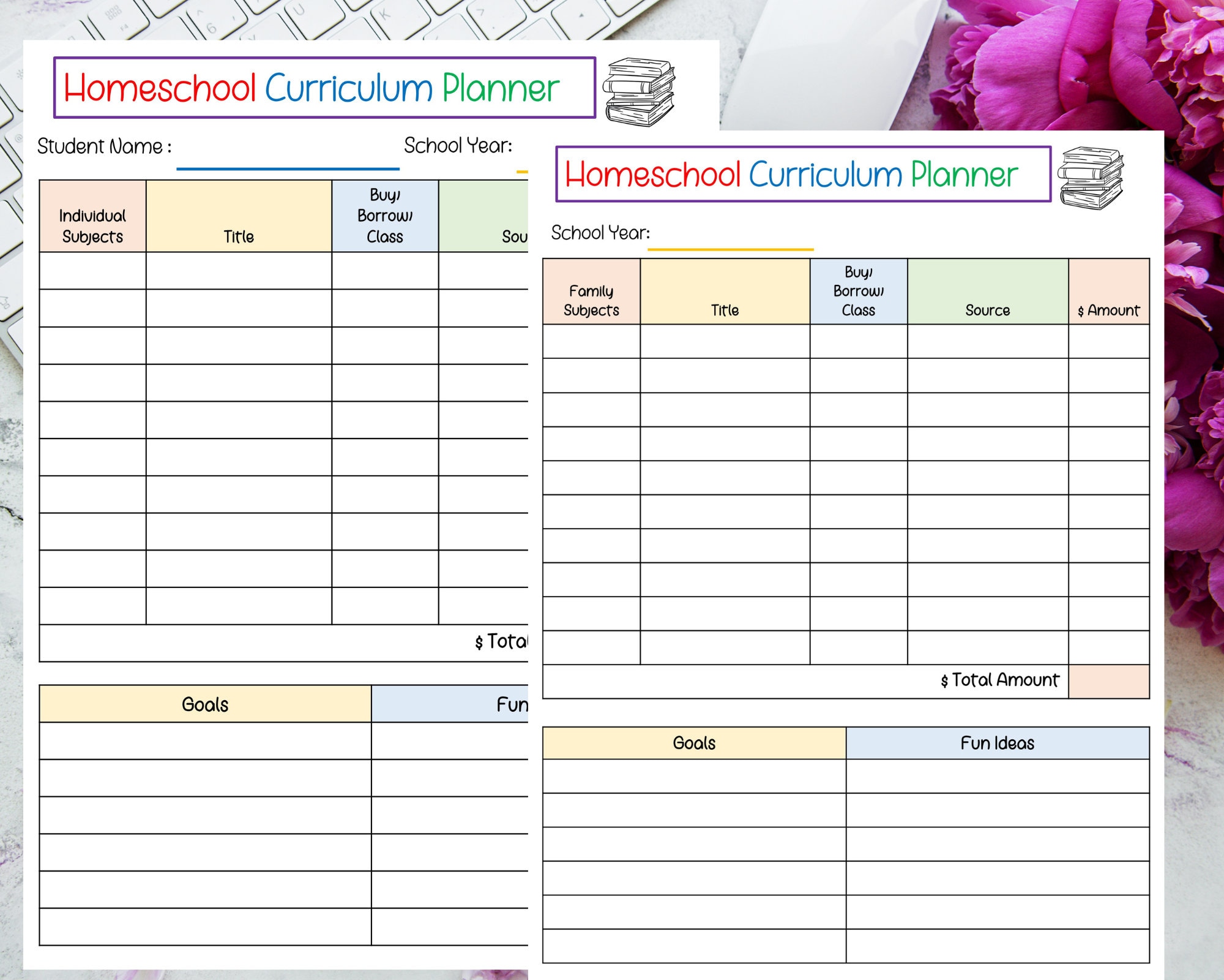 Printable Daily Homeschool Curriculum Planning Worksheets, Homeschool ...