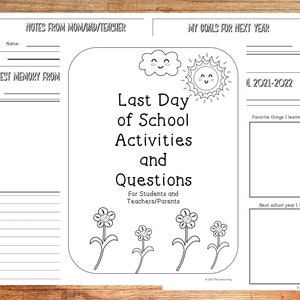 Printable Last Day of School Activities and Last Day Signs, Homeschool End of School Year, End of Year Activities