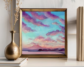 Sea Original painting Oil on canvas Seascape Painting Landscape Art Wall Decoration Sunset Clouds Holiday Contemporary Artwork Sky painting