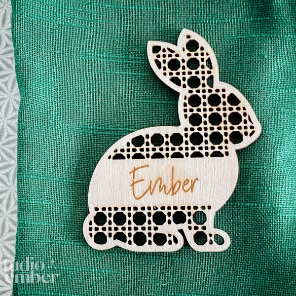 Personalised Rattan Effect Easter Bunny Place Names | Easter Table Decorations | Wooden | Place Settings | Easter Decor | Easter Table