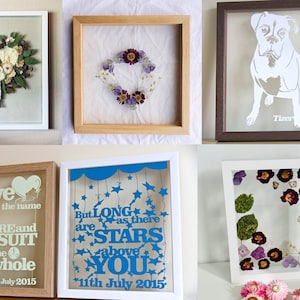 Double Glass Floating Picture Frames For Paper-thin Pressed Flowers, Papercuts, etc. Made with Real Wood, Hanging Photo Frames