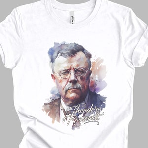 Theodore Roosevelt Aquarell T-Shirt | Geschichte Unisex Geschenk TShirt Shirt | Mindspring Rückzug